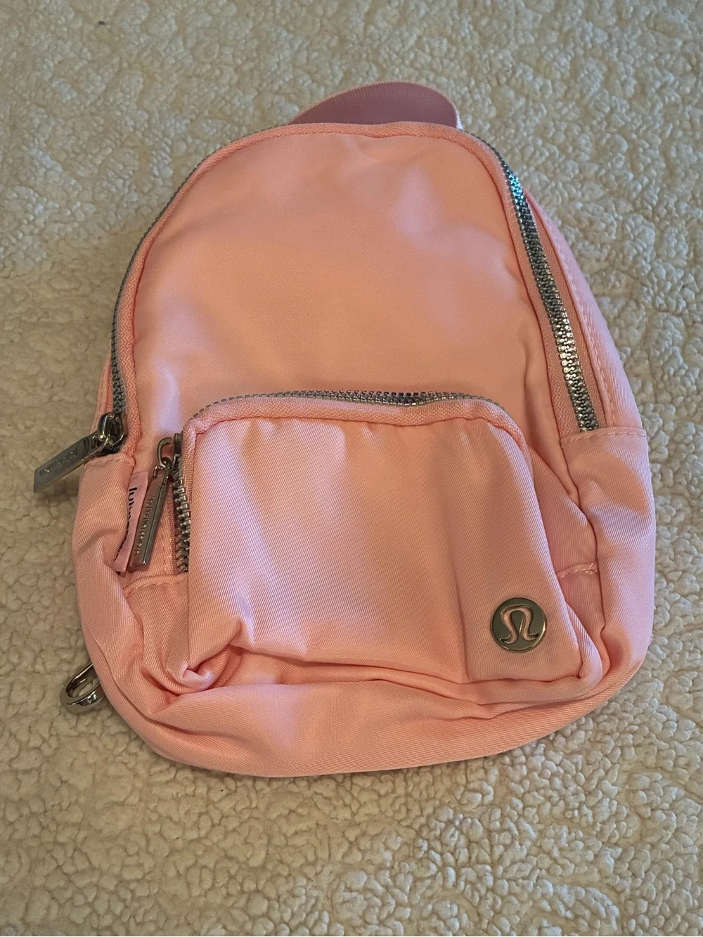 Lululemon Pink Mini Backpack Crossbody Convertible Bag Silver Hardware